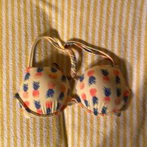 Hollister Pineapple Yellow Orange & Green Bikini Tops Size M.